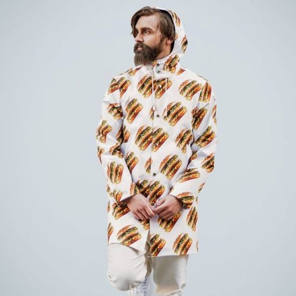 Big Mack Stockholm Hooded Raincoat Cream Vinyl Snap closure Unisex Sz. L - Picture 1 of 8